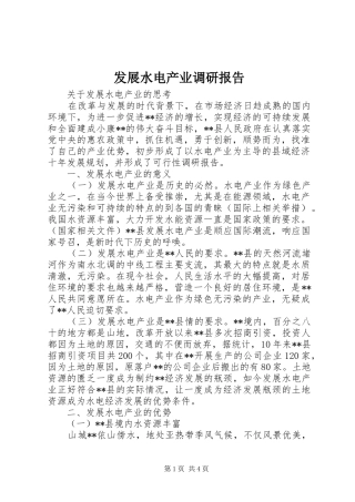发展水电产业调研报告