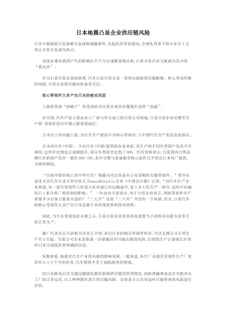 日本地震凸显企业供应链风险