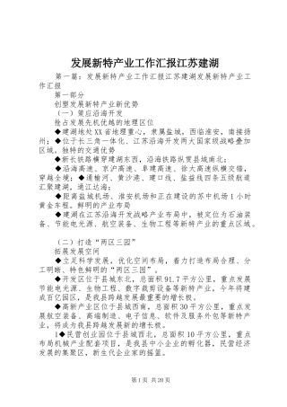 发展新特产业工作汇报江苏建湖