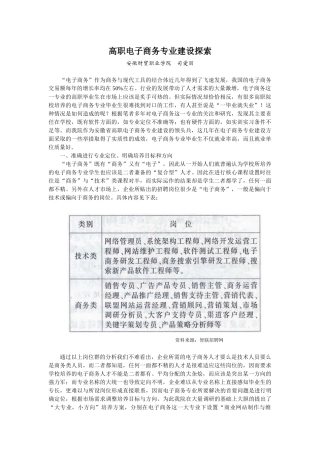 高职电子商务专业建设探索--安徽财贸职业学院司爱丽doc-