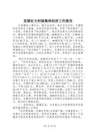 发展壮大村级集体经济工作报告