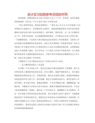 会计实习自我参考总结怎么写