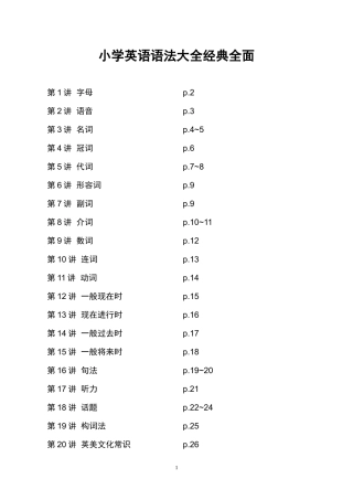 小学英语语法大全_经典全面