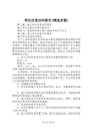 单位自查自纠报告(精选多篇)