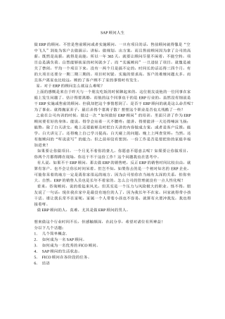 漫谈SAP顾问人生