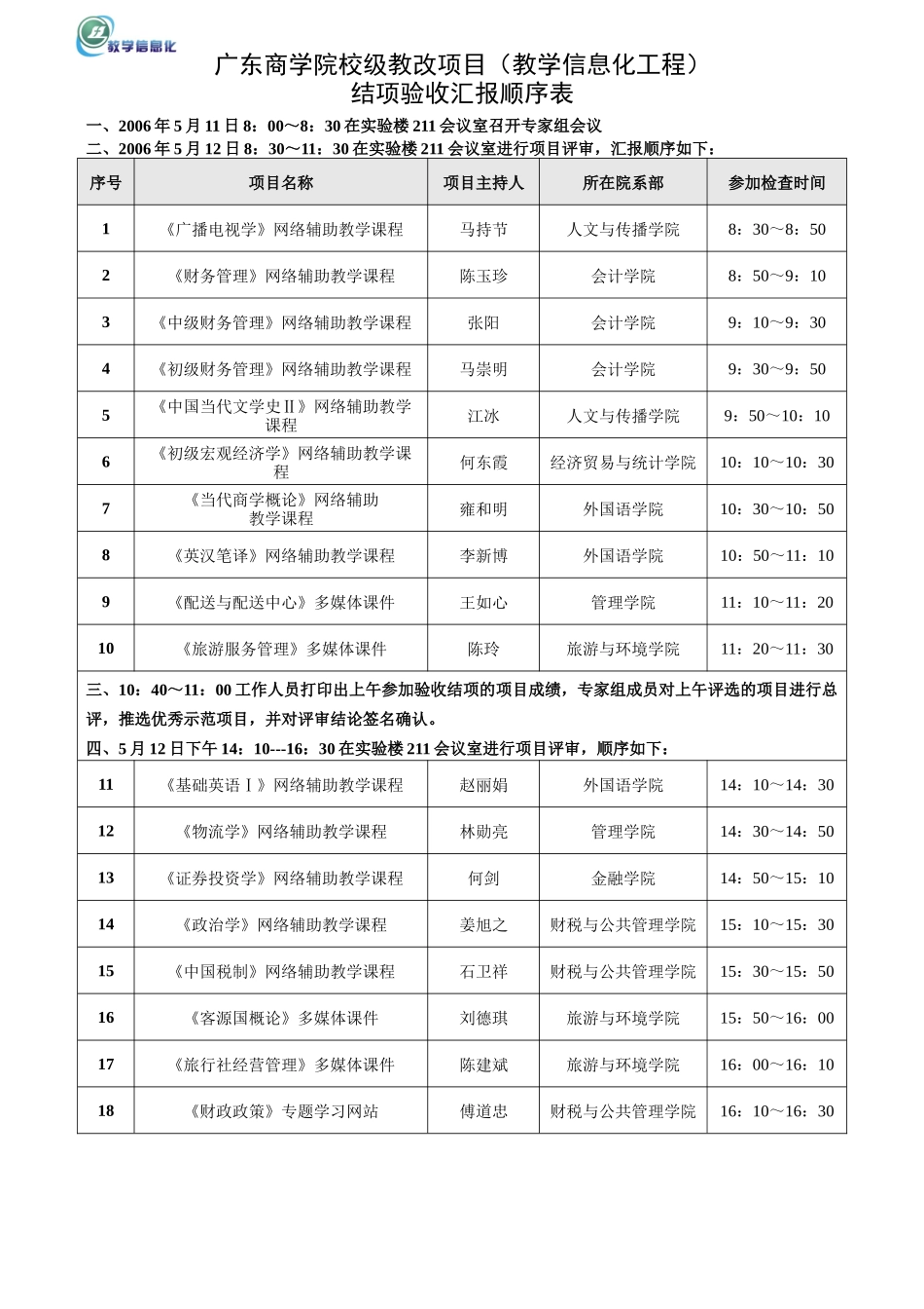 汇报时间与地点安排-广东商学院校级教改项目（教学信息化工_第3页