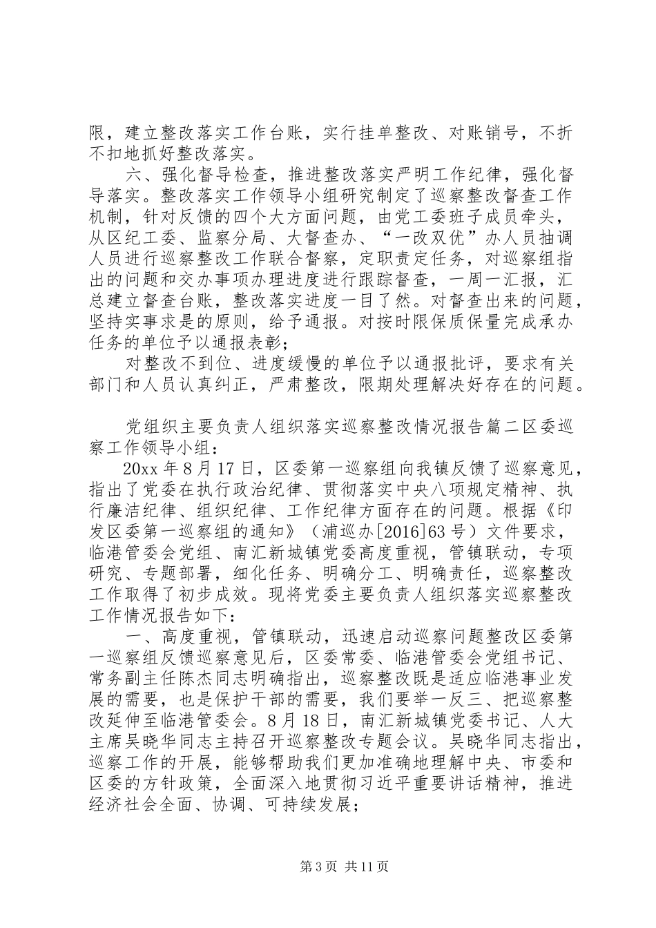 单位主要负责人组织整改情况报告_第3页