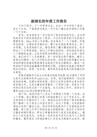 副部长的年度工作报告