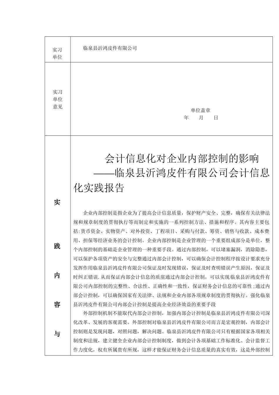 临泉县沂鸿皮件有限公司会计信息化实践报告_第3页