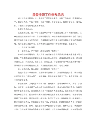 县委挂职工作参考总结