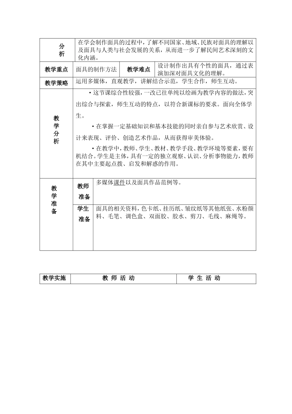 面具的设计与制作(教案)_第2页