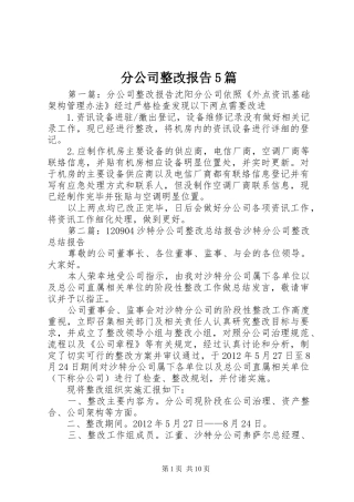 分公司整改报告5篇