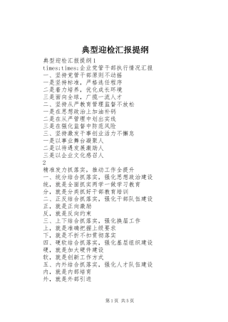 典型迎检汇报提纲