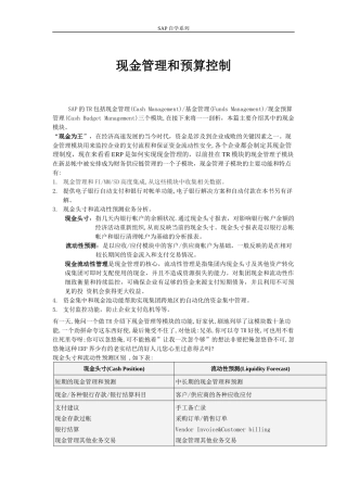 SAP自学系列-现金管理和预算控制
