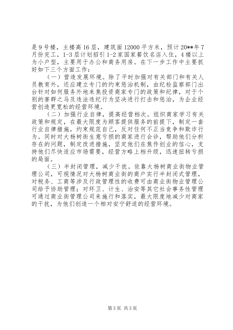 关于餐饮娱乐街经营情况的汇报材料_第3页