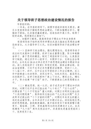 关于领导班子思想政治建设情况的报告 (12)