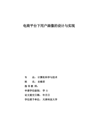 电商平台下用户画像的设计与分析(DOC48页)