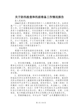 关于防汛检查和汛前准备工作情况报告
