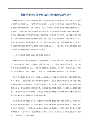 集团型企业财务管理信息化建设的实践与思考
