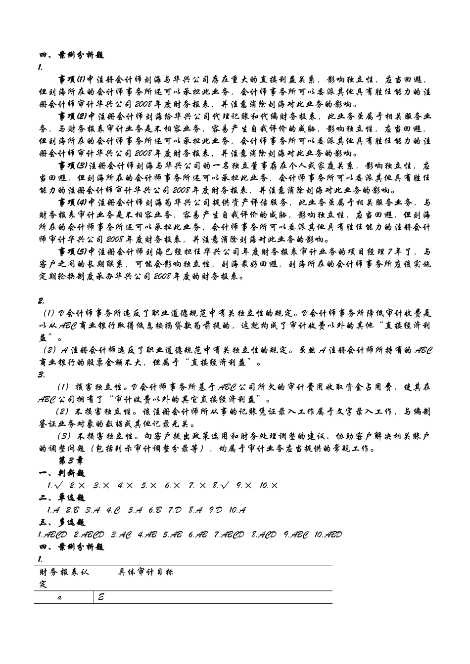 新编审计原理与实务大连理工大学出版社答案马春静。。版_第2页