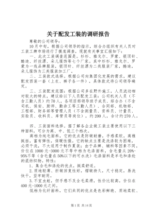 关于配发工装的调研报告