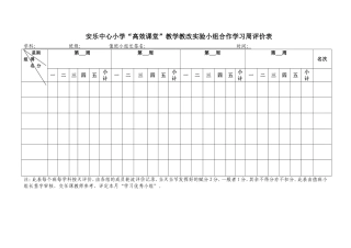 学科合作学习周考评表