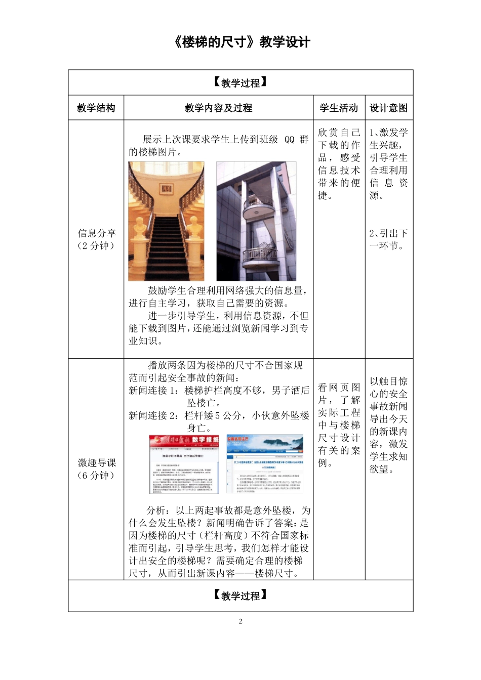 教学能力比赛楼梯的尺寸-教学设计_第2页