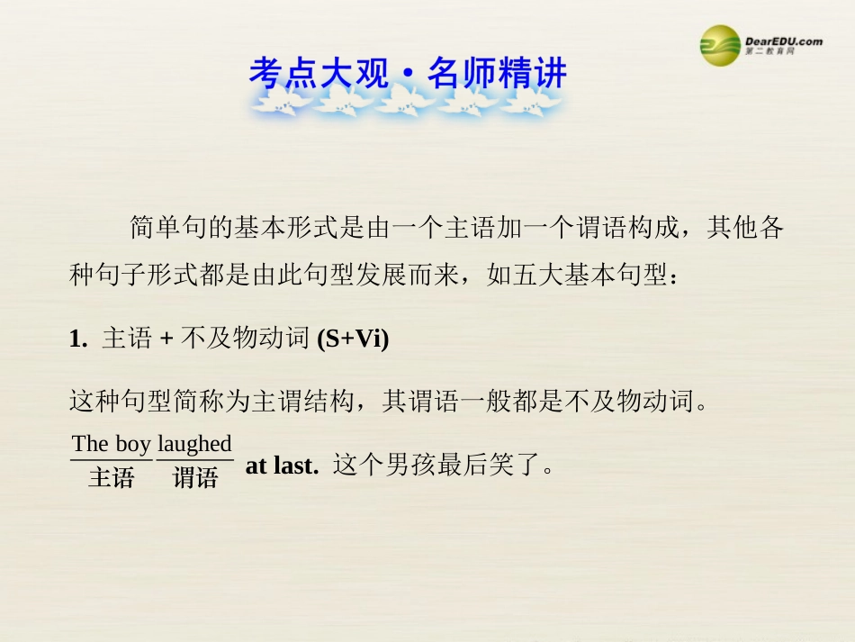 【全程复习方略】2013版中考英语语法专项案十七简单句的五种基本类型课件冀教版_第2页