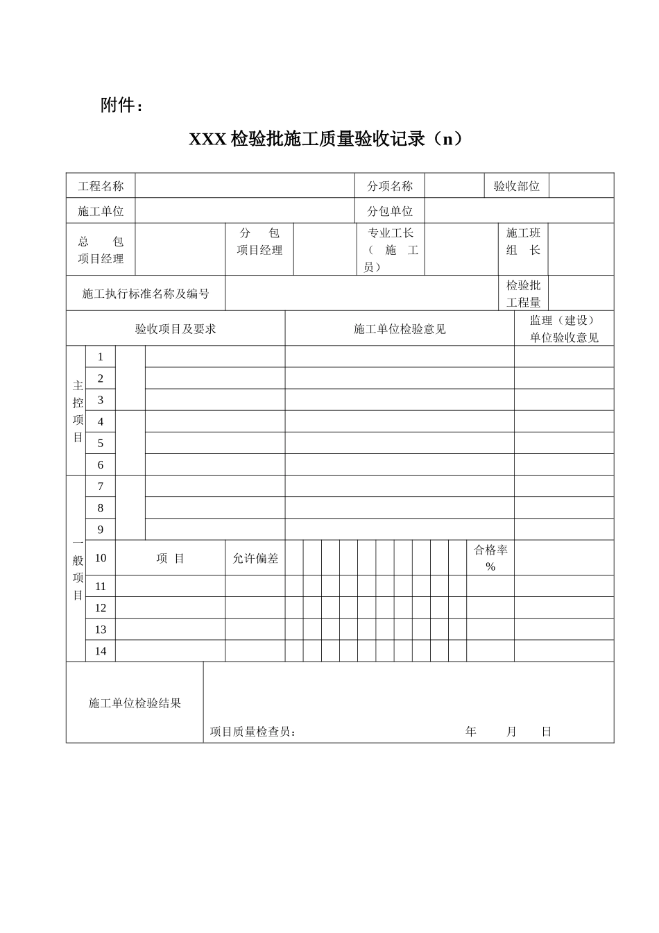 新版市政工程施工与质量验收规范表格_第1页