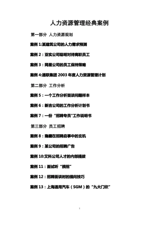 人力资源管理经典案例