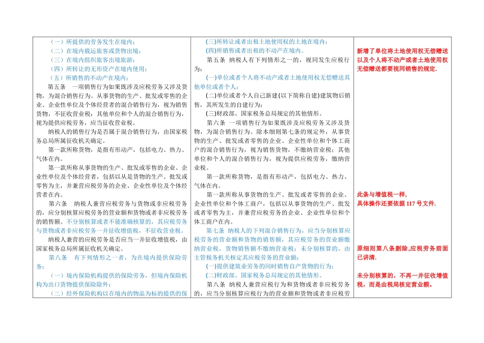 新旧营业税暂行条例和实施细则合并对照表及差异分析( 13页)_第2页