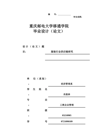 服装行业供应链研究