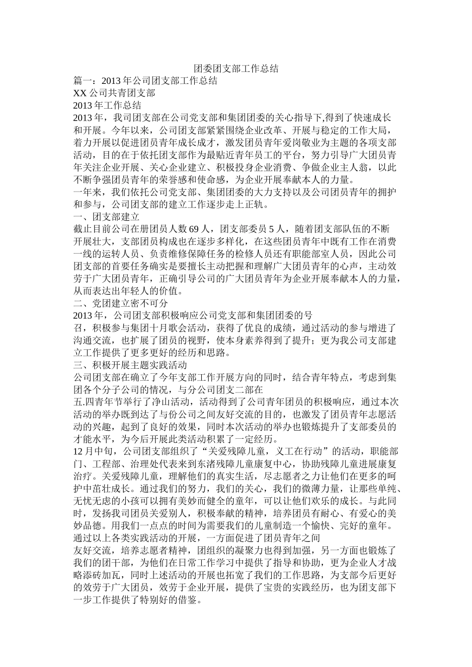 团委团支部工作总结精选_第1页