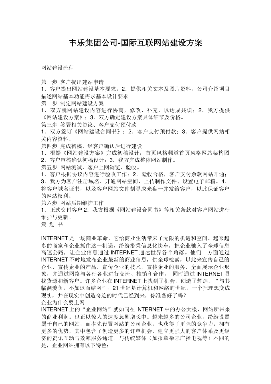 丰乐集团公司国际互联网站建设方案_第1页