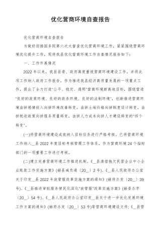 优化营商环境自查报告