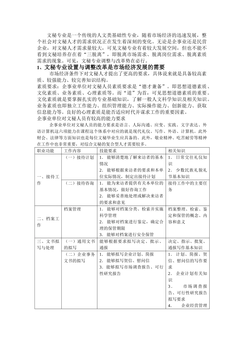 文秘专业是一个传统的人文类基础性专业_第1页