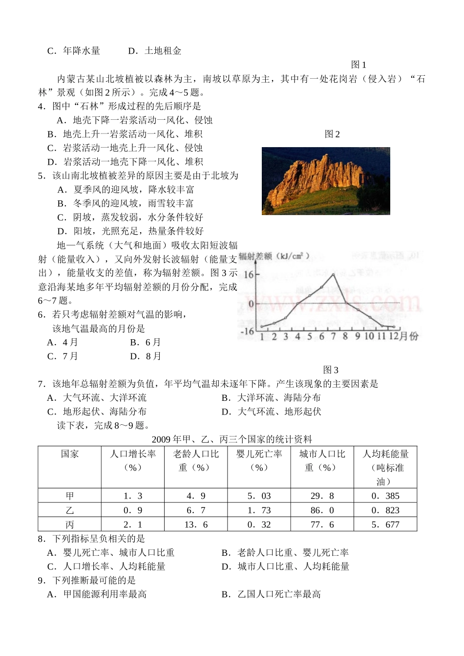 文科综合能力测试质量检查_第2页