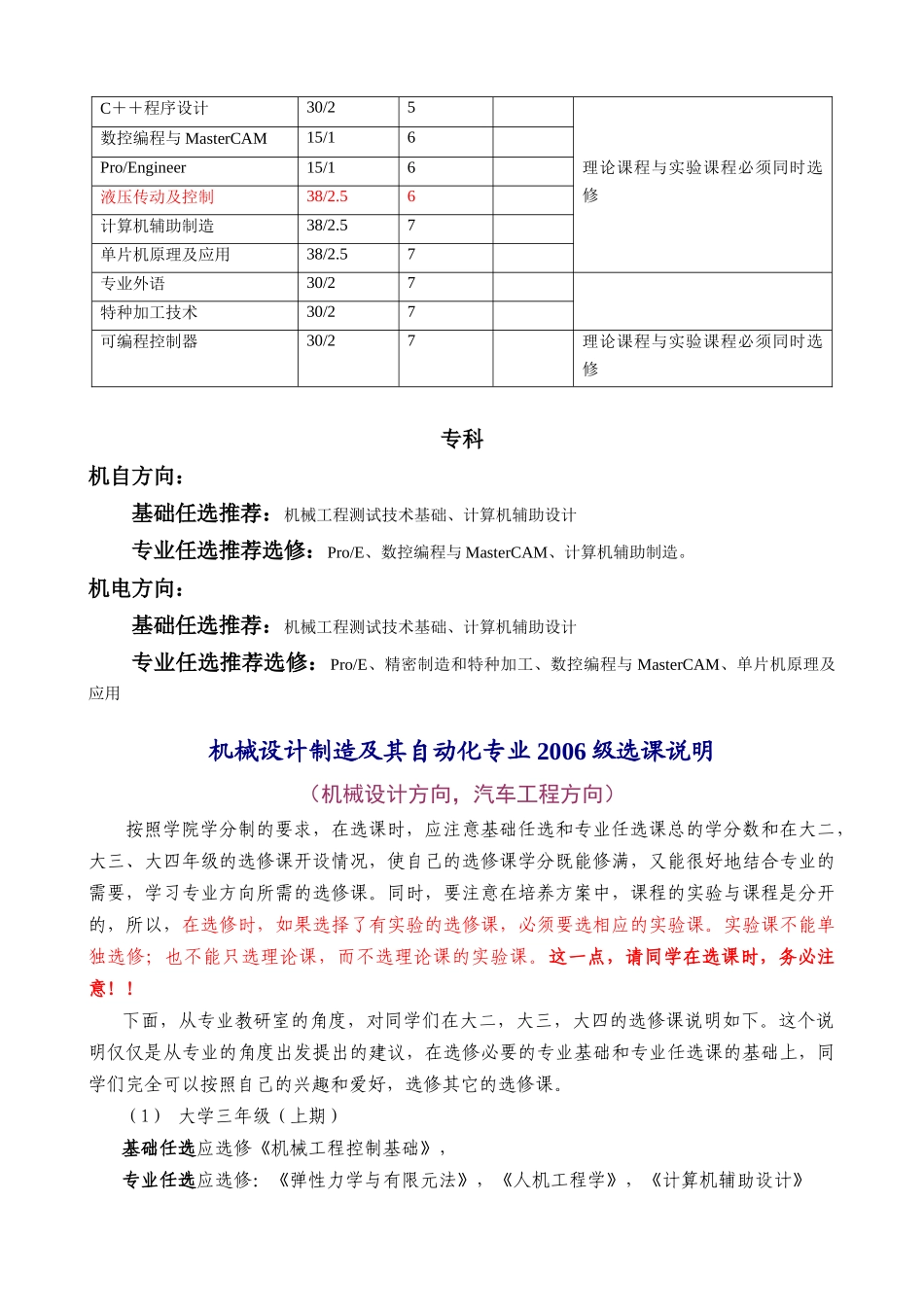 机械设计制造及自动化专业选修课选课指南_第3页