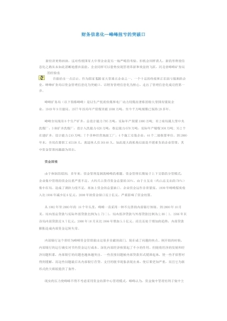 财务信息化---峰峰矿务局