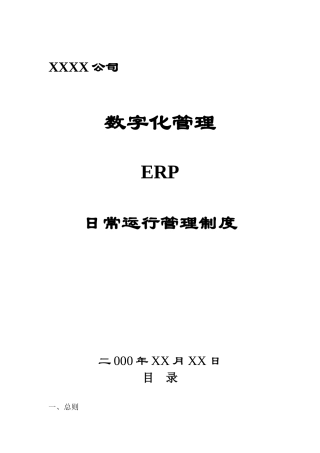 数字化管理ERP日常运行管理制度