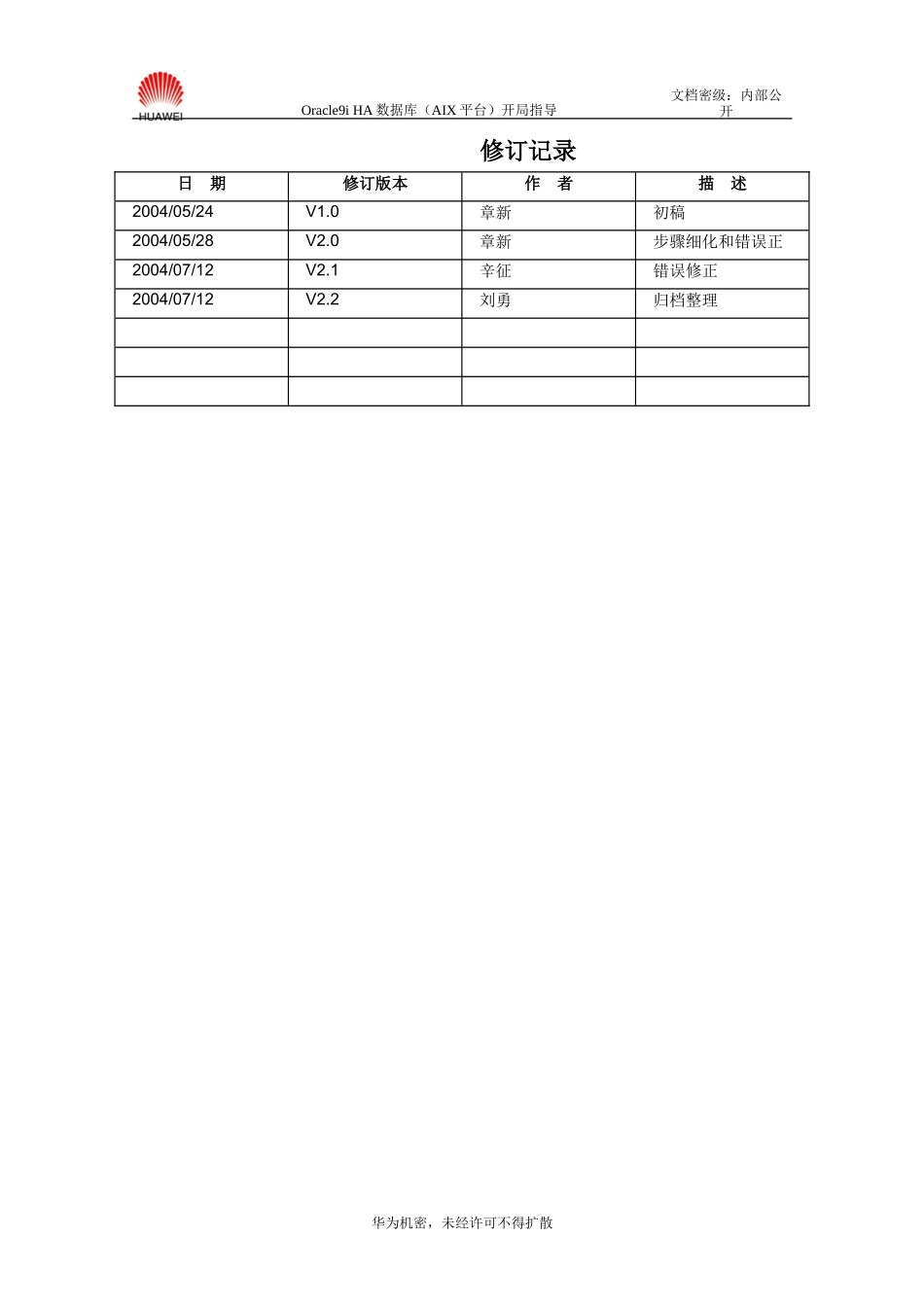 Oracle9iHA数据库(AIX平台)开局指导书V10-XXXX1104-B_第2页