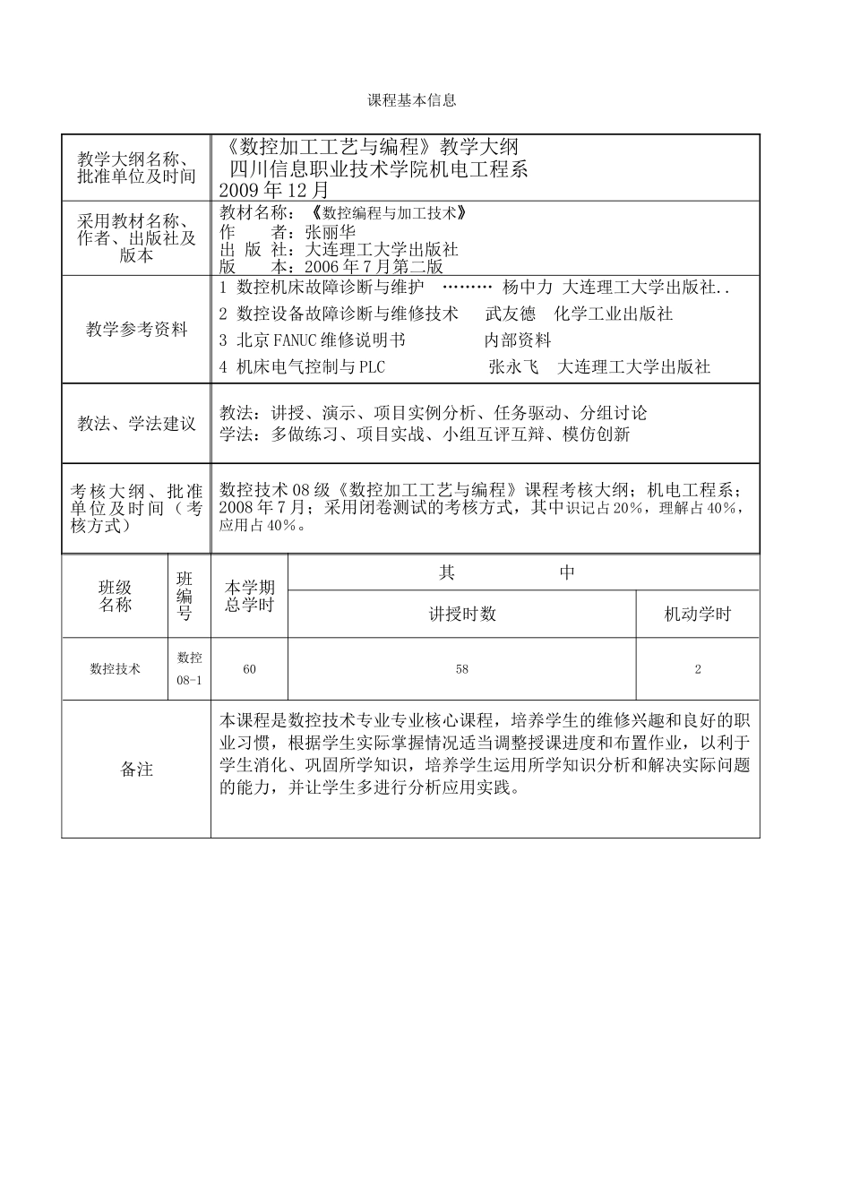 数  控加工工艺与编程教案_第2页