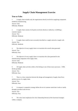 SCM供应链管理练习(英文版)