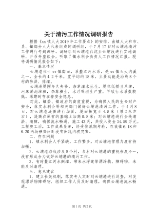 关于清污工作情况调研报告