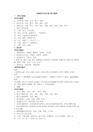 人教版初中语文课文复习提纲
