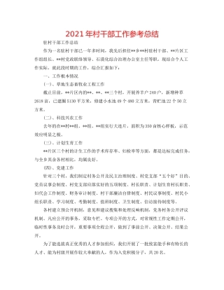 2021年村干部工作参考总结