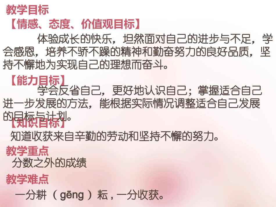 教科版七年级思品上册第十四课《分数之外的收获》课件_第3页