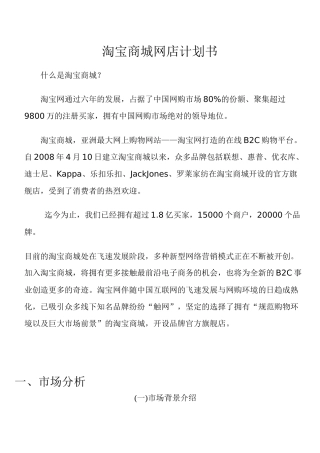 DWJ淘宝商城计划书