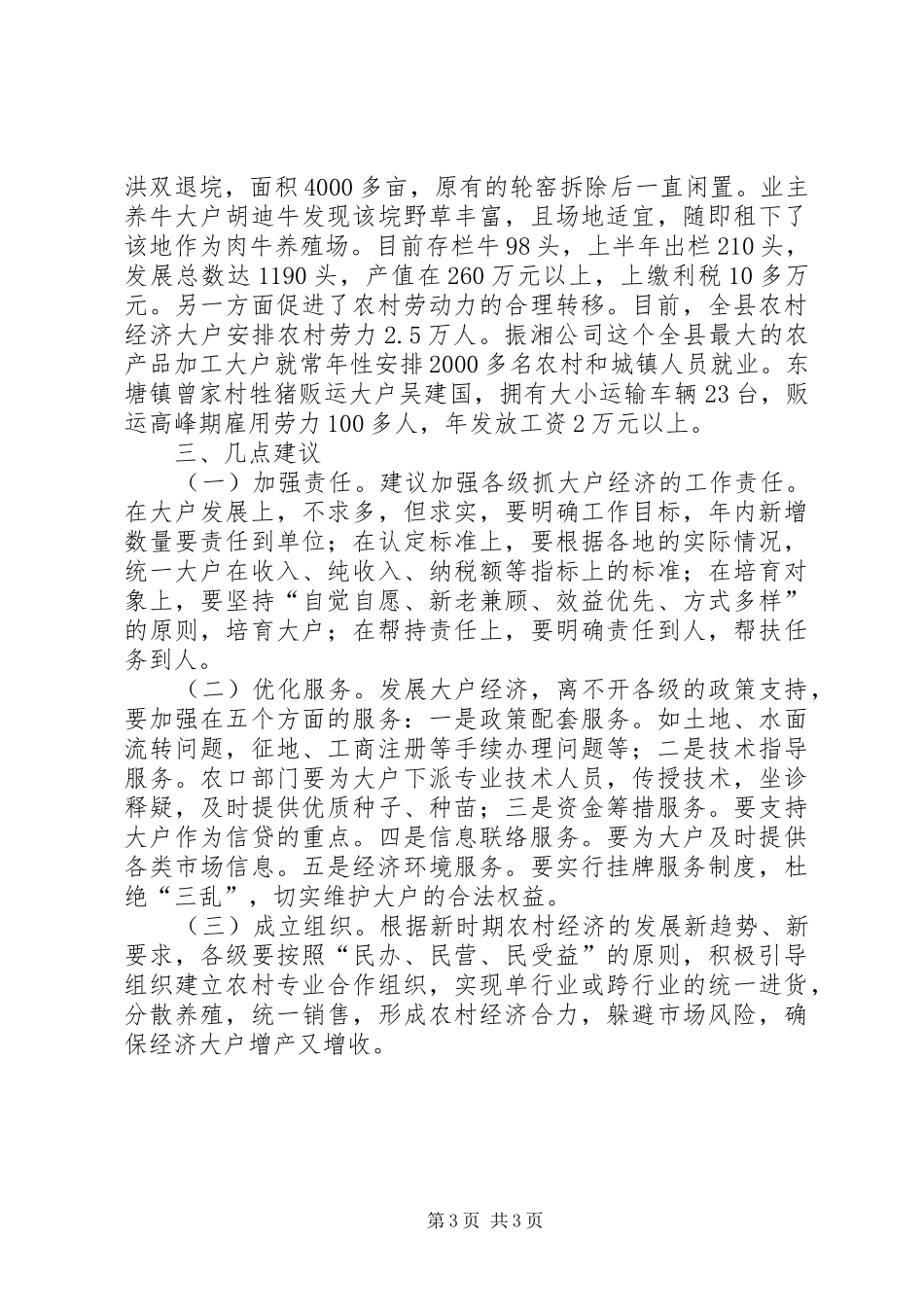 关于某县大户的经济发展状况的调查分析报告_第3页