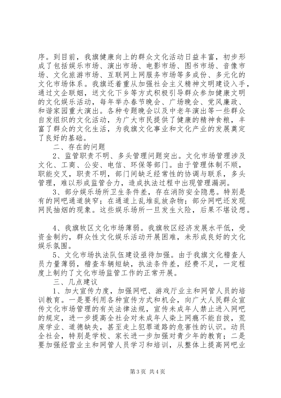 关于文化体育市场管理工作的情况报告_第3页